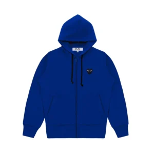 Blue CDG Hoodie Zip up With Large Heart