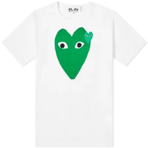 Comme Des Garcons Play Double Heart Tee Green